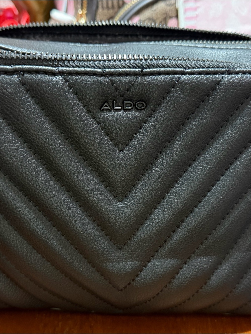 ALDO Black Quilted Cosmetic Pouch